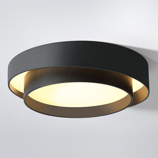 Nordic Style Led Ceiling Flush Mount Light With Acrylic Drum Shade - Ideal For Bedroom Black / 16