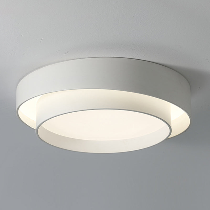 Nordic Style Led Ceiling Flush Mount Light With Acrylic Drum Shade - Ideal For Bedroom White / 16