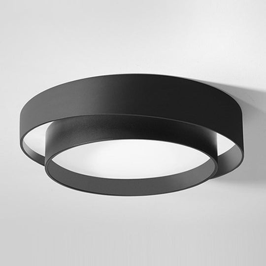 Nordic Style Led Ceiling Flush Mount Light With Acrylic Drum Shade - Ideal For Bedroom Black / 16