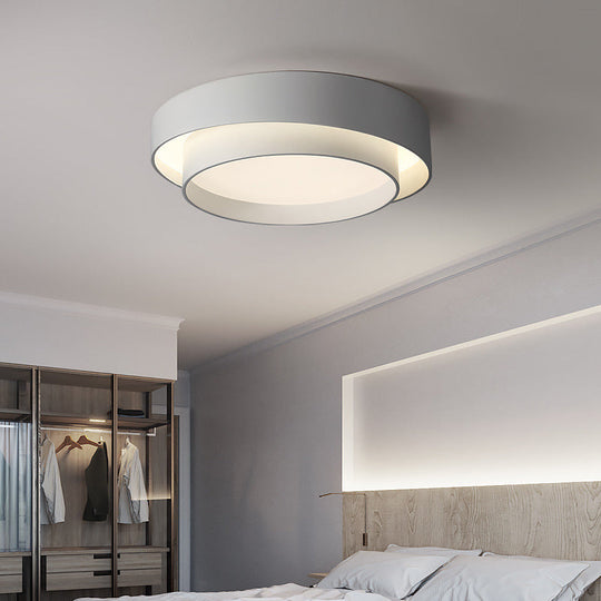 Nordic Style Led Ceiling Flush Mount Light With Acrylic Drum Shade - Ideal For Bedroom