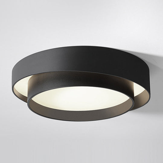 Nordic Style Led Ceiling Flush Mount Light With Acrylic Drum Shade - Ideal For Bedroom Black / 16