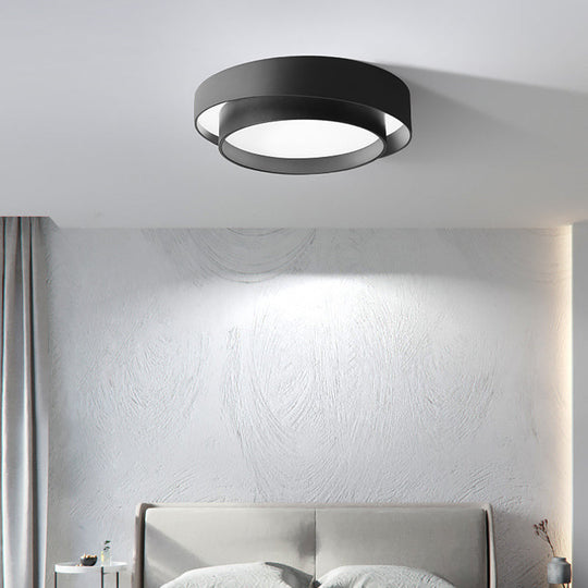 Nordic Style Led Ceiling Flush Mount Light With Acrylic Drum Shade - Ideal For Bedroom