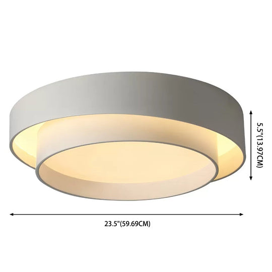 Nordic Style Led Ceiling Flush Mount Light With Acrylic Drum Shade - Ideal For Bedroom