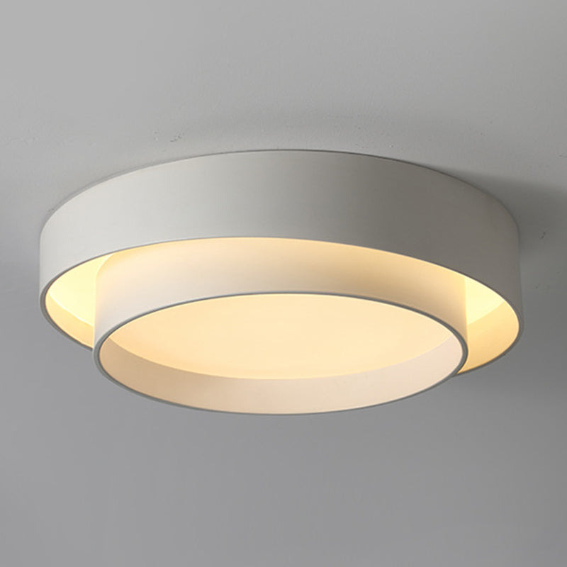 Nordic Style Led Ceiling Flush Mount Light With Acrylic Drum Shade - Ideal For Bedroom White / 16