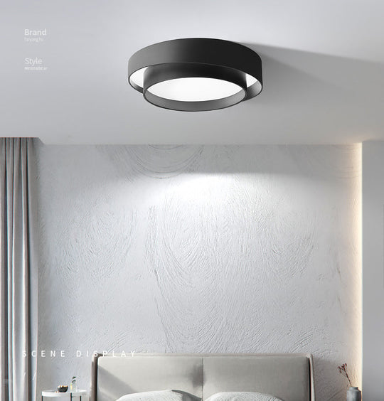 Nordic Style Led Ceiling Flush Mount Light With Acrylic Drum Shade - Ideal For Bedroom