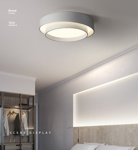 Nordic Style Led Ceiling Flush Mount Light With Acrylic Drum Shade - Ideal For Bedroom