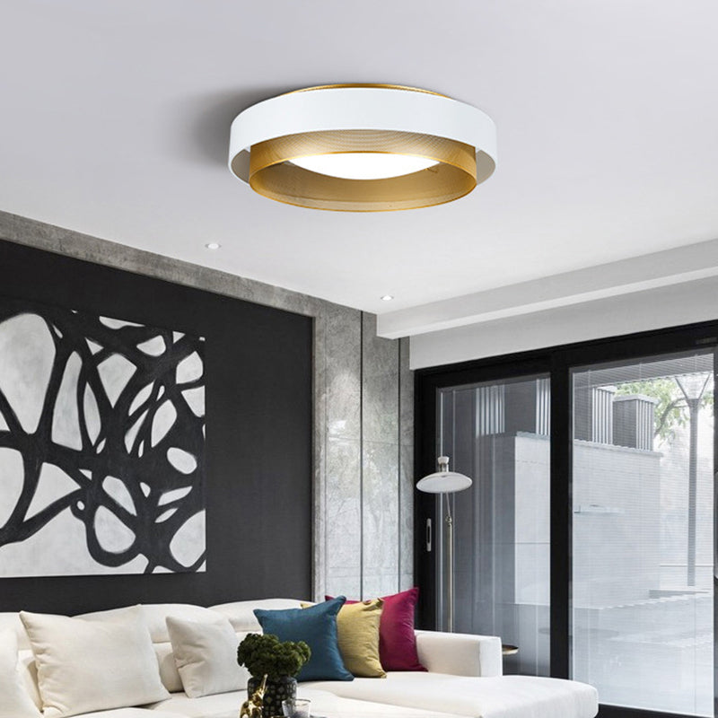 Modern Circular Led Ceiling Light With Domed Diffuser And Mesh Screen