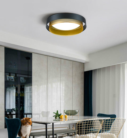 Modern Circular Led Ceiling Light With Domed Diffuser And Mesh Screen