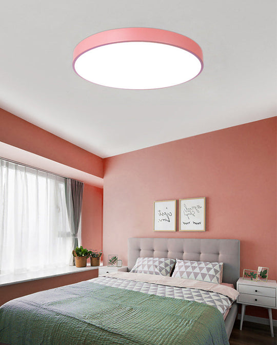 Round Nordic Metal Ceiling Lamp With Led Flush Mount Light For Bedrooms