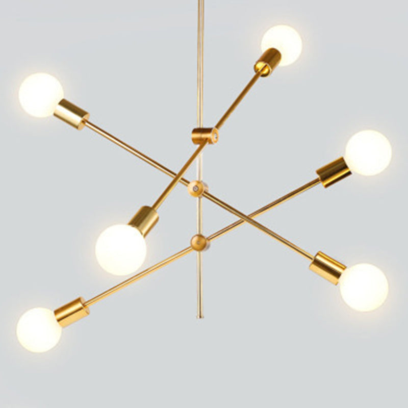 Modern Gold Molecular Chandelier 6-Light Sphere Glass Pendant Light For Living Room