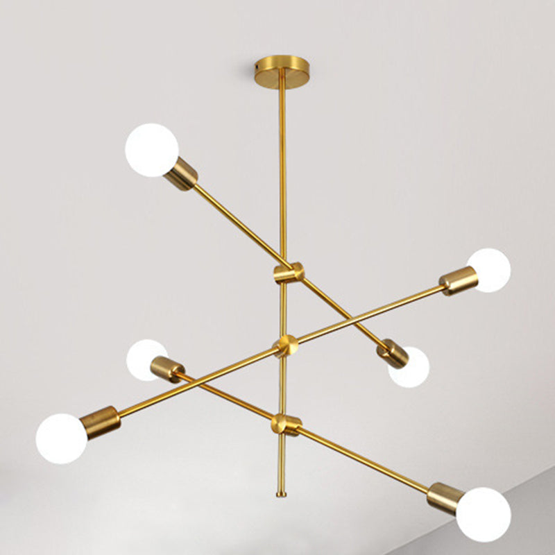 Modern Gold Molecular Chandelier 6-Light Sphere Glass Pendant Light For Living Room