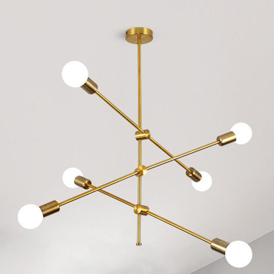 Modern Gold Molecular Chandelier 6-Light Sphere Glass Pendant Light For Living Room