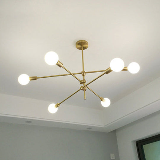 Modern Gold Molecular Chandelier 6-Light Sphere Glass Pendant Light For Living Room