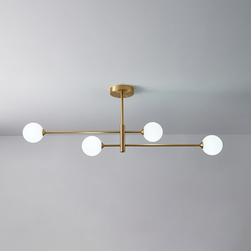 Post-Modern Gold Metal Chandelier With Glass Shades - Ideal For Living Room 4 / Cream