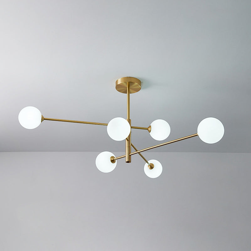 Post-Modern Gold Metal Chandelier With Glass Shades - Ideal For Living Room 6 / Cream