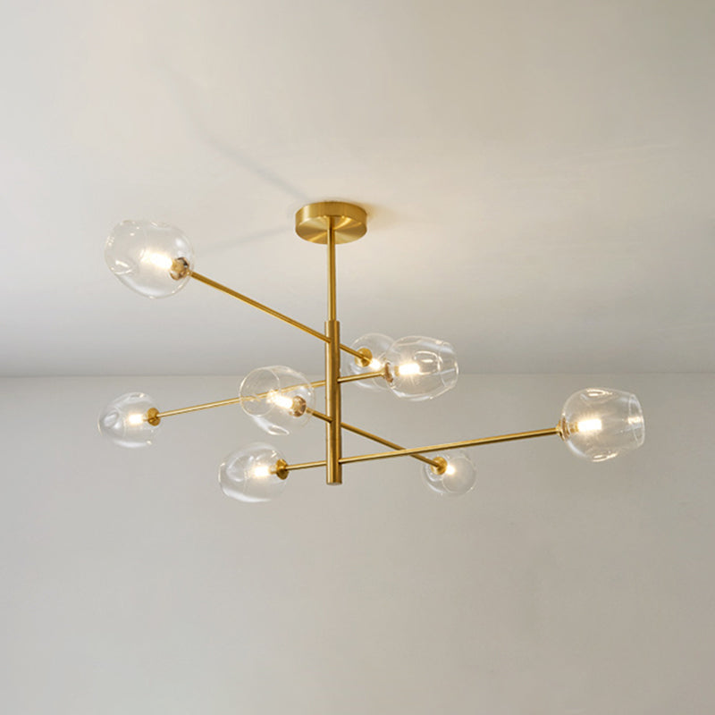 Post-Modern Gold Metal Chandelier With Glass Shades - Ideal For Living Room 8 / Clear