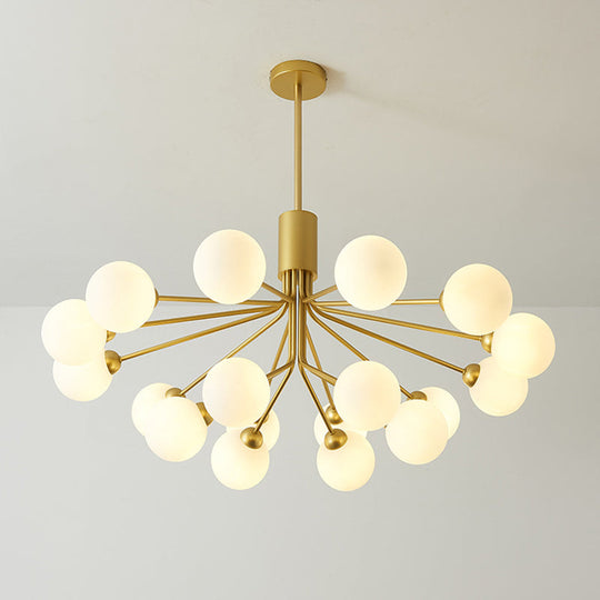 Post-Modern Starburst Chandelier With Opal Glass Shade In Gold - Perfect For Living Room 18 /