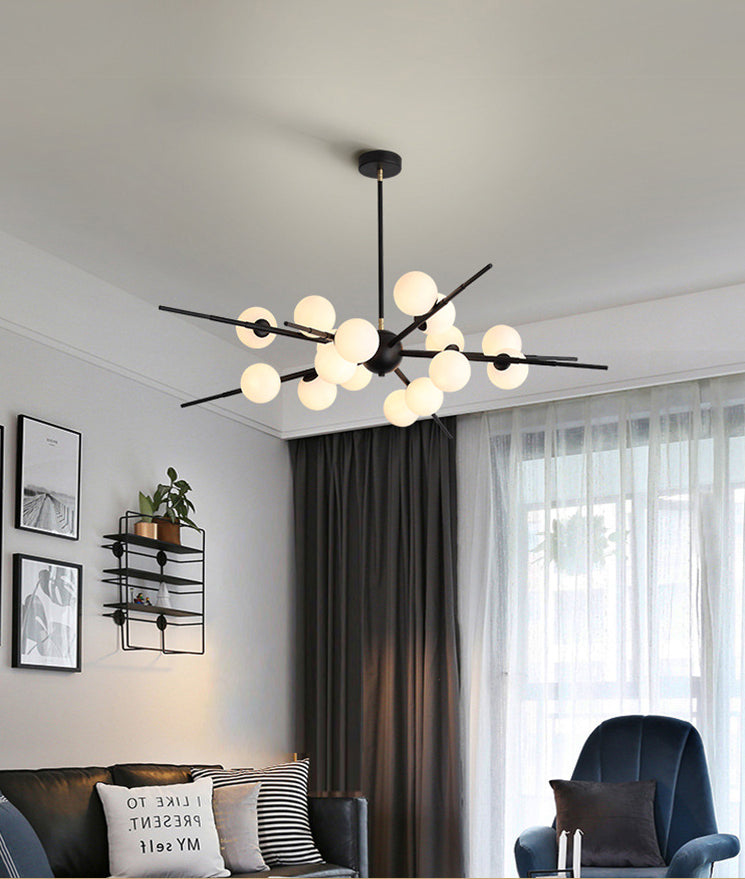 Modern Opal Glass Starburst Chandelier - Stylish Ceiling Light For Living Room