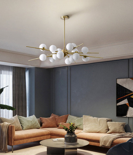 Modern Opal Glass Starburst Chandelier - Stylish Ceiling Light For Living Room