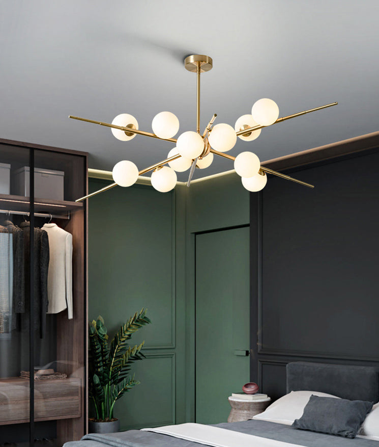 Modern Opal Glass Starburst Chandelier - Stylish Ceiling Light For Living Room