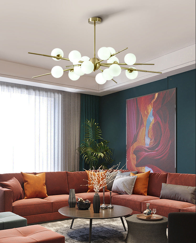 Modern Opal Glass Starburst Chandelier - Stylish Ceiling Light For Living Room