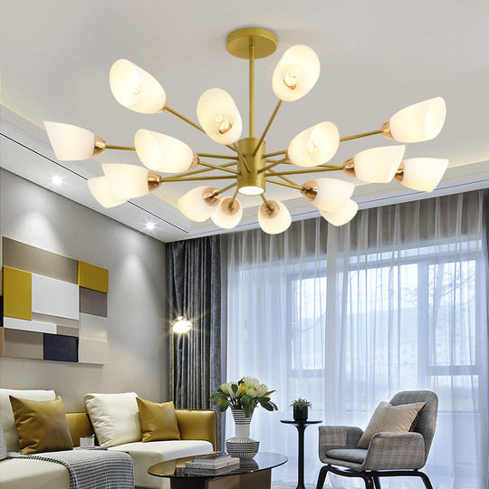 Modern White Glass Starburst Hanging Chandelier For Living Room Ceiling