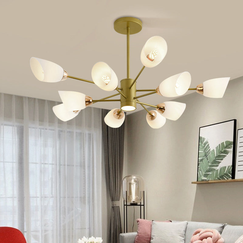 Modern White Glass Starburst Hanging Chandelier For Living Room Ceiling