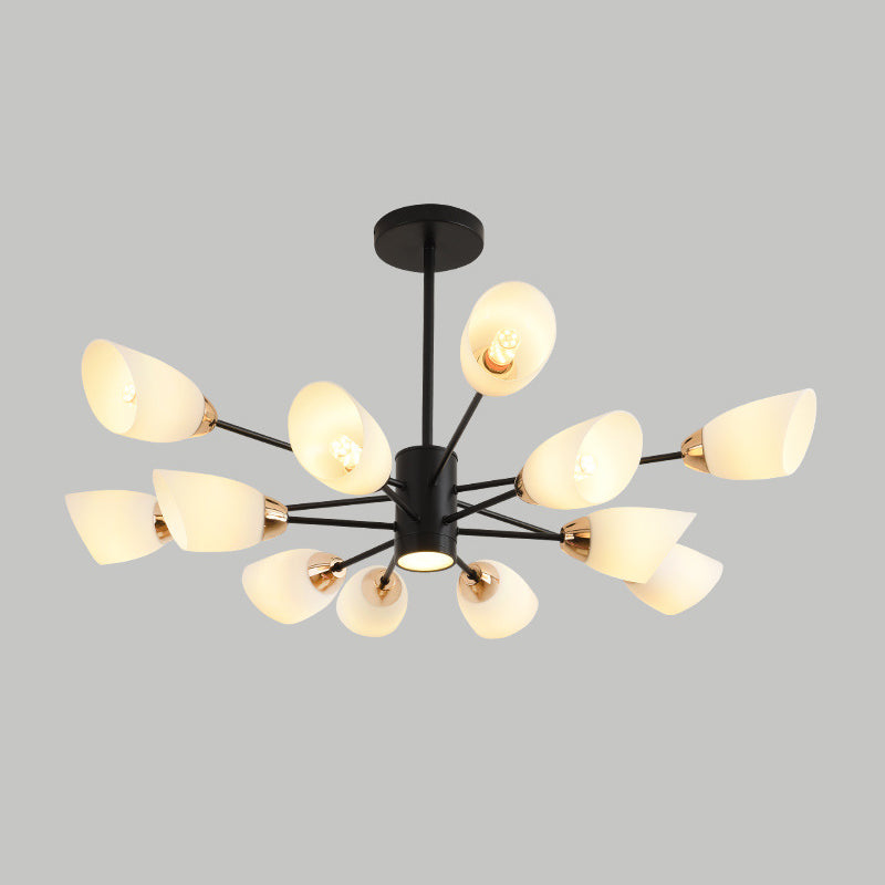 Modern White Glass Starburst Hanging Chandelier For Living Room Ceiling