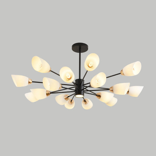 Modern White Glass Starburst Hanging Chandelier For Living Room Ceiling