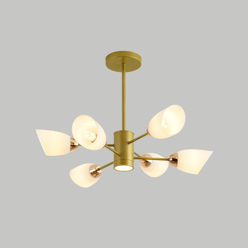 Modern White Glass Starburst Hanging Chandelier For Living Room Ceiling 6 / Gold