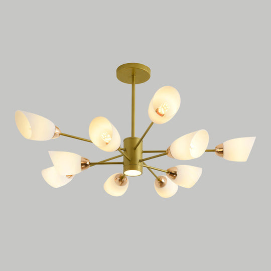 Modern White Glass Starburst Hanging Chandelier For Living Room Ceiling