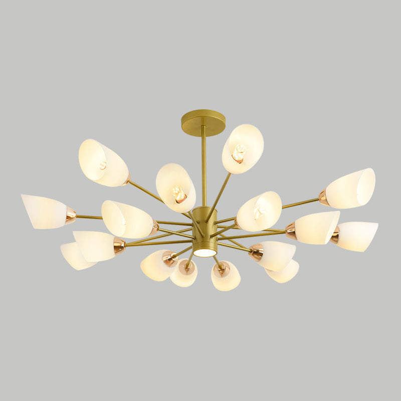 Modern White Glass Starburst Hanging Chandelier For Living Room Ceiling