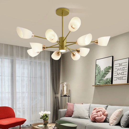 Modern White Glass Starburst Hanging Chandelier For Living Room Ceiling