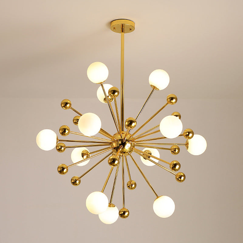 Modern Gold Metal Hanging Chandelier With Glass Shade Elegant Ceiling Light For Living Room 12 /