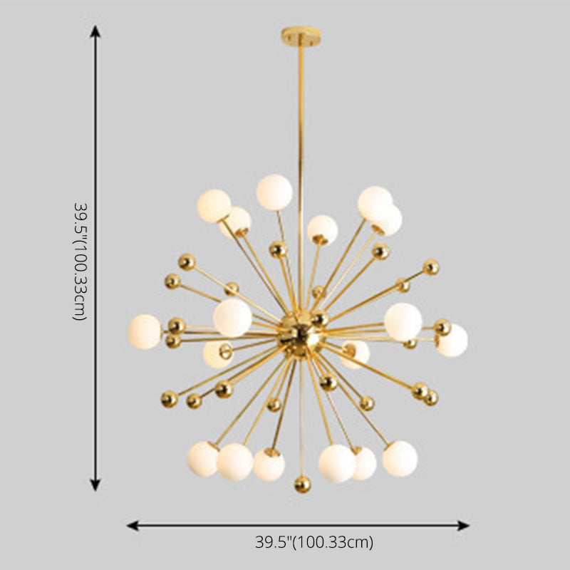 Modern Gold Metal Hanging Chandelier With Glass Shade Elegant Ceiling Light For Living Room