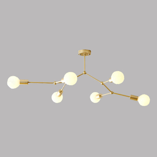 6-Light Branch Glass Shade Chandelier for Living Room - Modern Hanging Ceiling Light