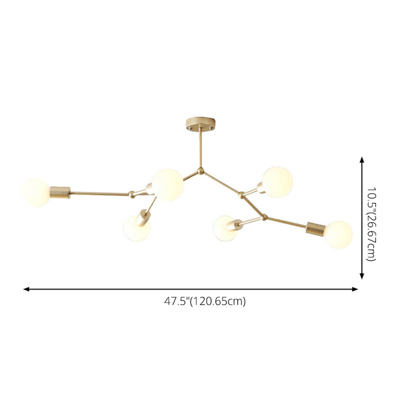 6-Light Branch Glass Shade Chandelier for Living Room - Modern Hanging Ceiling Light