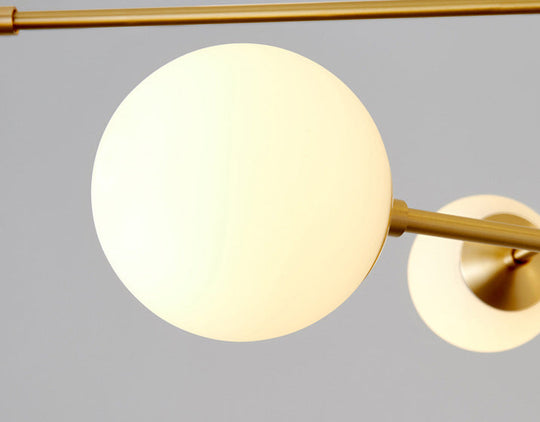 Modern Gold Hanging Chandelier With Satin Opal Glass Ceiling Light For Living Room