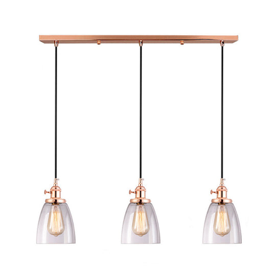 Industrial Glass Pendant Lights For Bar - 3 Tapered Pendants On Hanging Cord