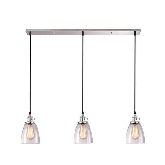 Industrial Glass Pendant Lights For Bar - 3 Tapered Pendants On Hanging Cord