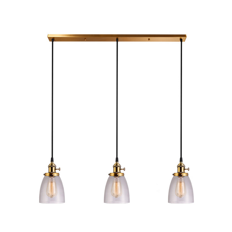 Industrial Glass Pendant Lights For Bar - 3 Tapered Pendants On Hanging Cord