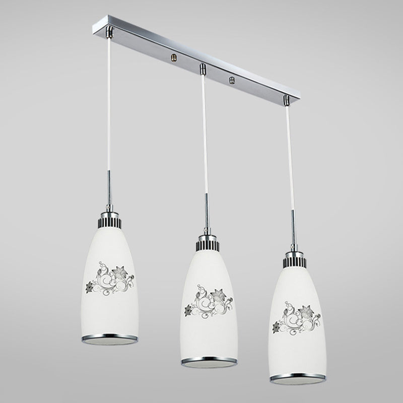 Modern White Glass Hanging Pendant: 3-Light Bottle Multi-Pendant For Restaurants