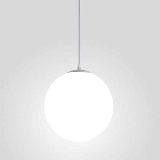 Modern 1 Light Glass Ball Pendant For Clothing Store Ceiling Simple & White