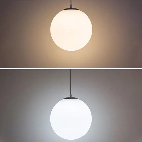 Modern 1 Light Glass Ball Pendant For Clothing Store Ceiling Simple & White