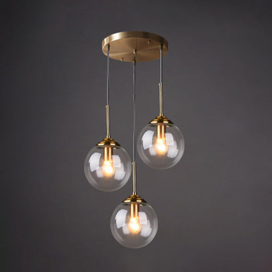 Minimalist Glass Globe Hanging Ceiling Pendant Light Set Of 3 For Restaurants