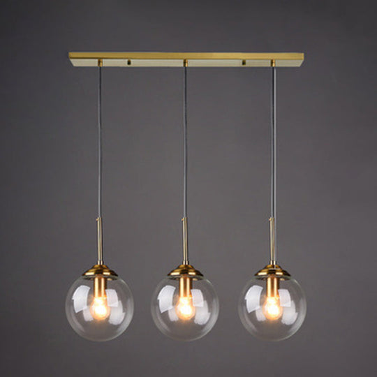 Minimalist Glass Globe Hanging Ceiling Pendant Light Set Of 3 For Restaurants