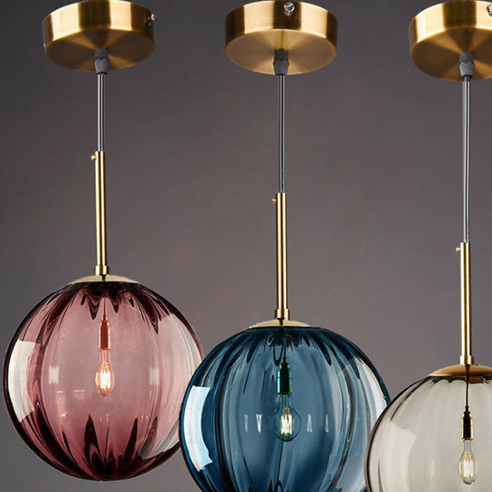 Modern Water Glass Hanging Light Fixture For Restaurants - 1-Light Round Ceiling Pendant