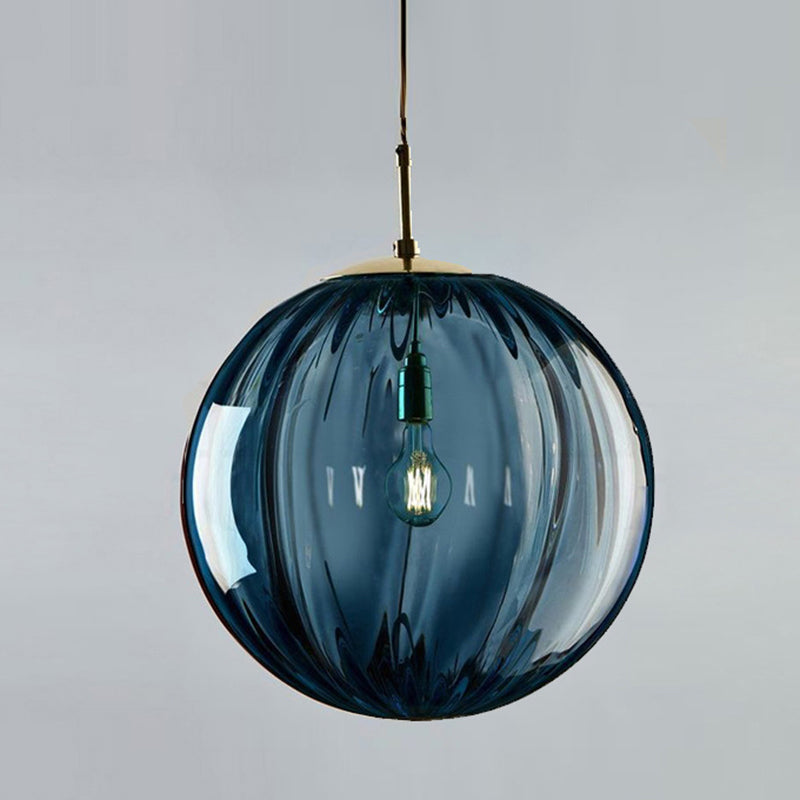 Modern Water Glass Hanging Light Fixture For Restaurants - 1-Light Round Ceiling Pendant