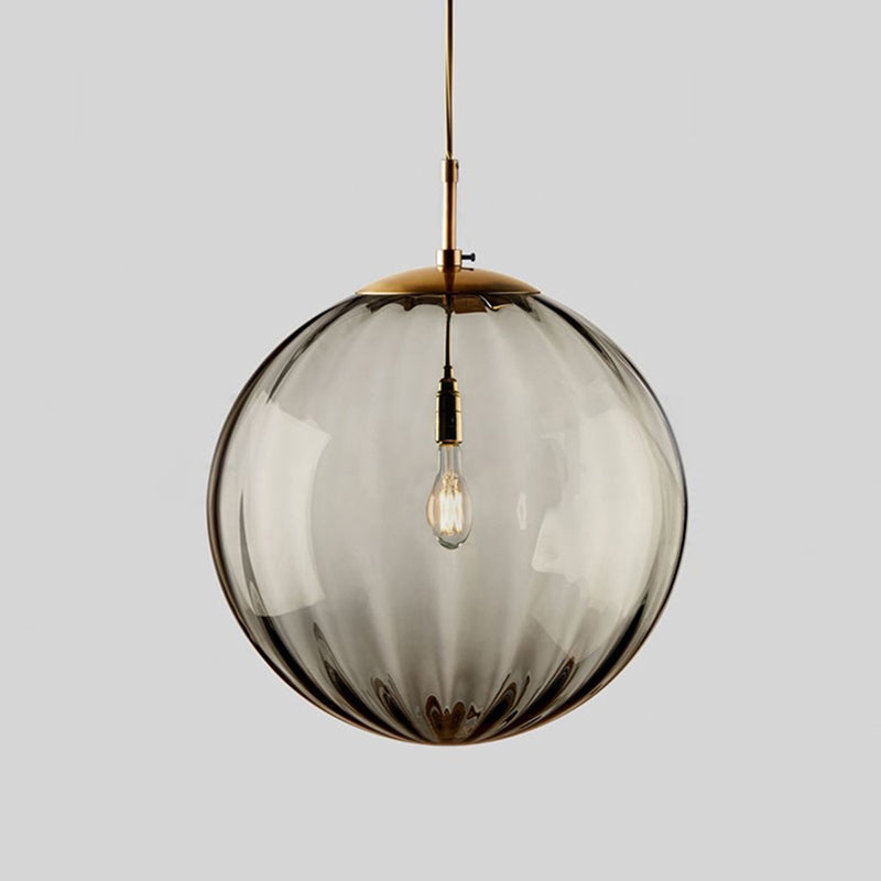 Modern Water Glass Hanging Light Fixture For Restaurants - 1-Light Round Ceiling Pendant