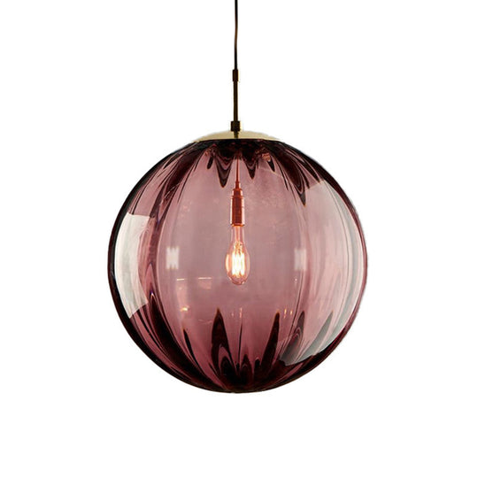 Modern Water Glass Hanging Light Fixture For Restaurants - 1-Light Round Ceiling Pendant